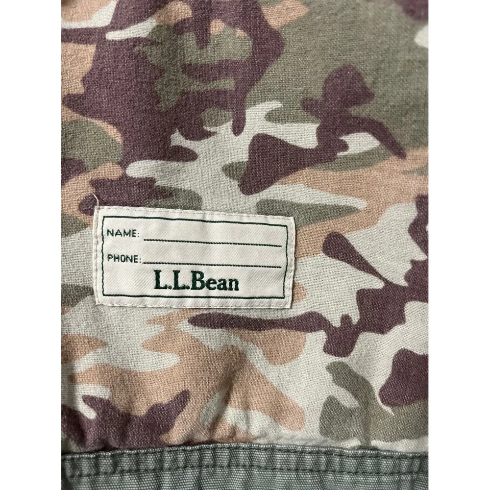 LL Bean VTG Lg 14-16 Kids Green Canvas Camo Lined Field Chore Jacket   Adult S - Picture 6 of 6